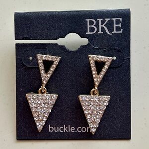 Buckle (BKE) Gold Rhinestone Triangle Drop Earrings